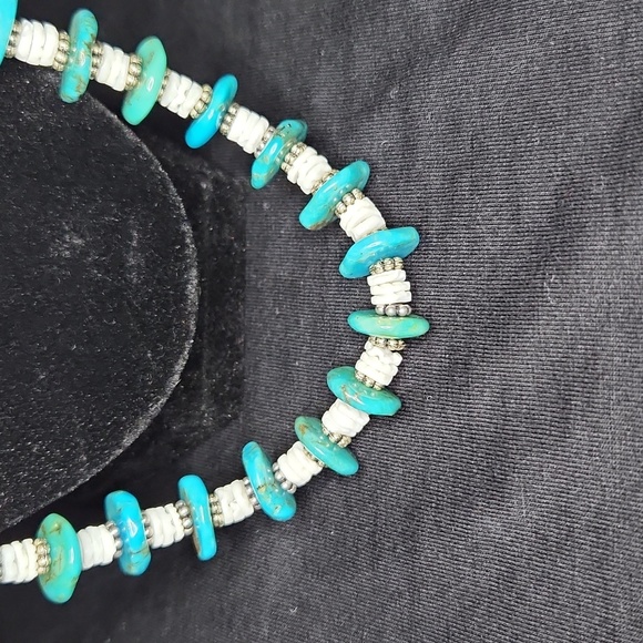 NWOT Navajo Turquoise Rondells & Heishe Bead Necklace - Picture 5 of 7